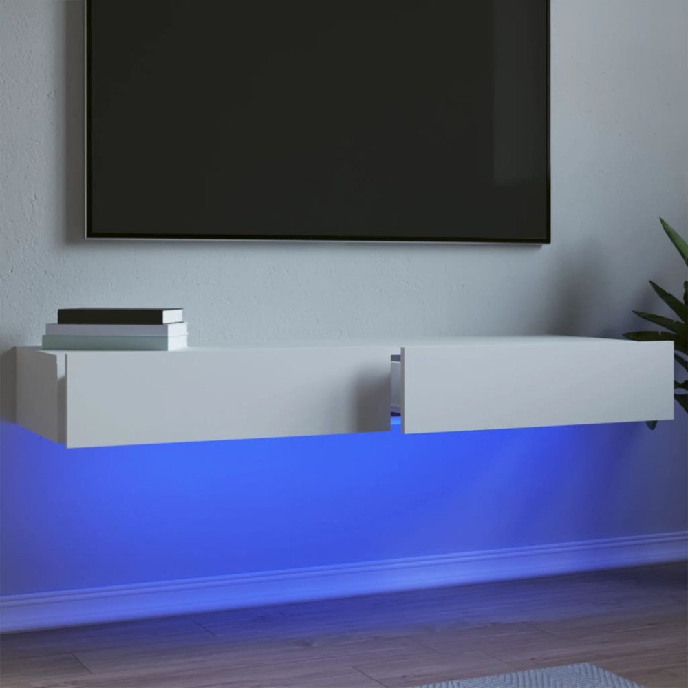 vidaXL Tv-bänkar med LED-belysning 2 st vit 60x35x15,5 cm
