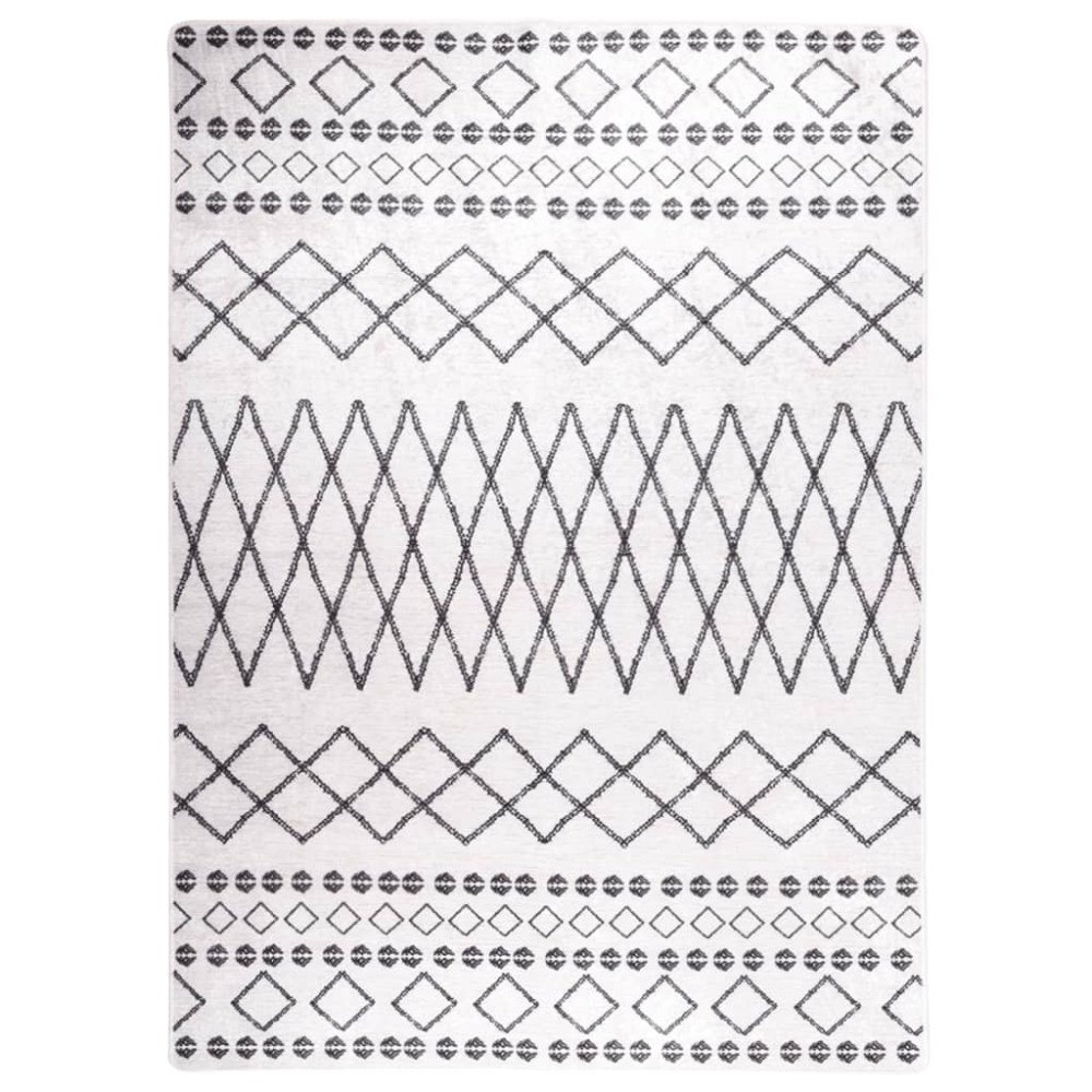 vidaXL Matta tvättbar svart och vit 120x170 cm halkfri
