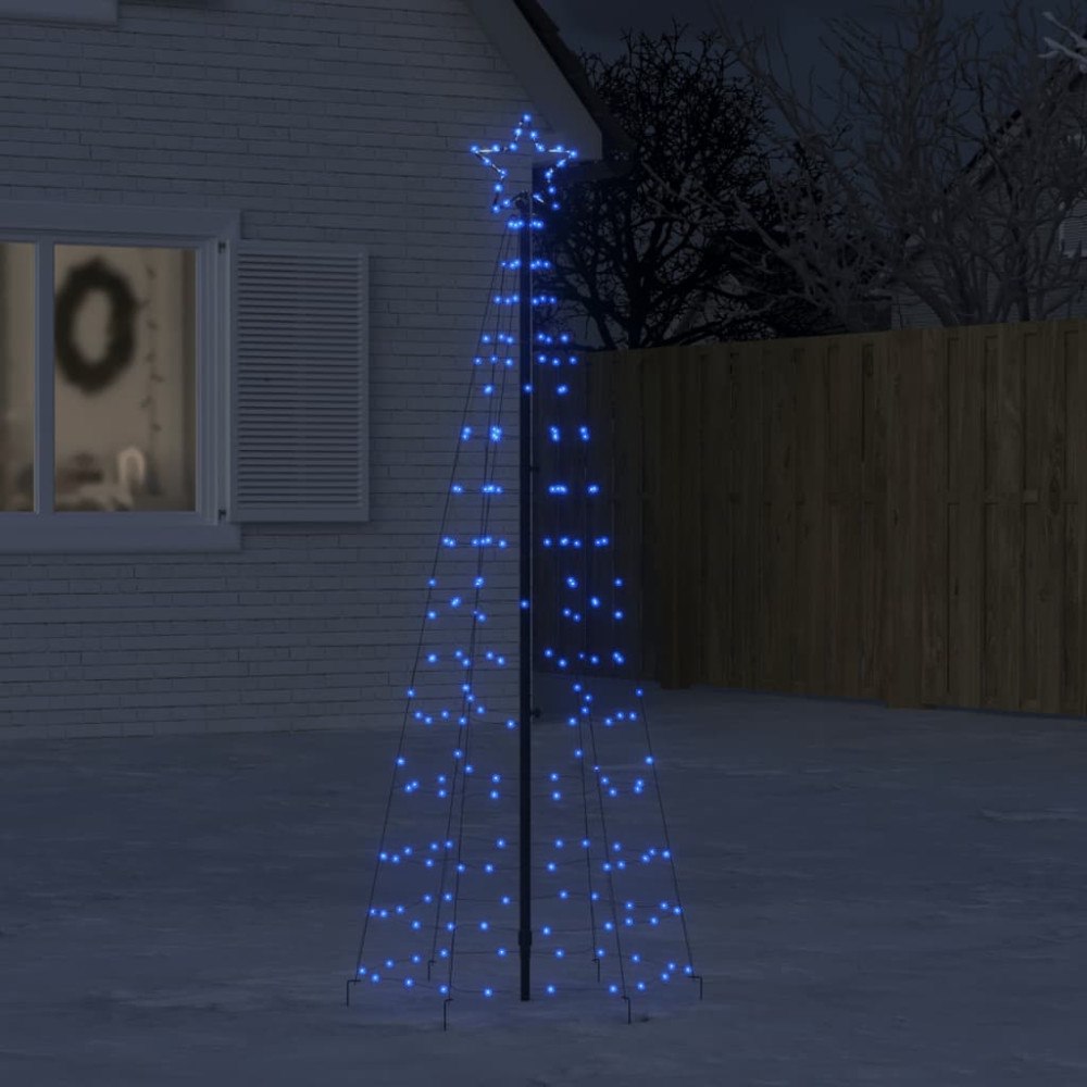 vidaXL LED julgran med spikar 220 LED blå 180 cm