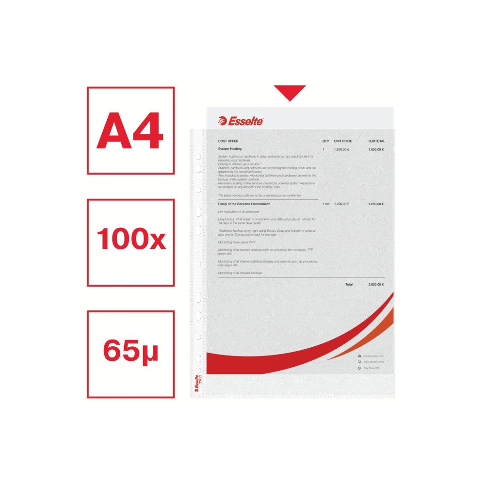 ESSELTE Esselte - arkskyddare - för A4 - kapacitet: 30 ark (paket om 100)