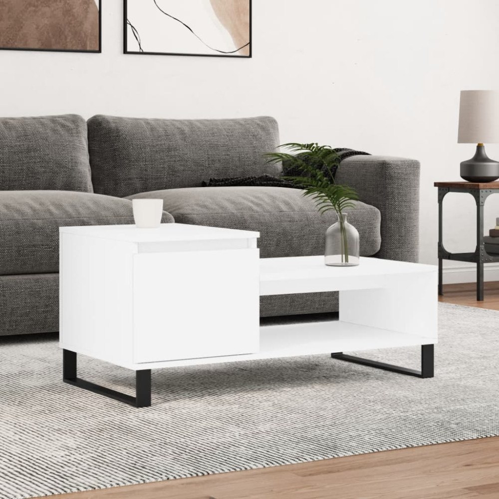 vidaXL Soffbord vit 100x50x45 cm konstruerat trä