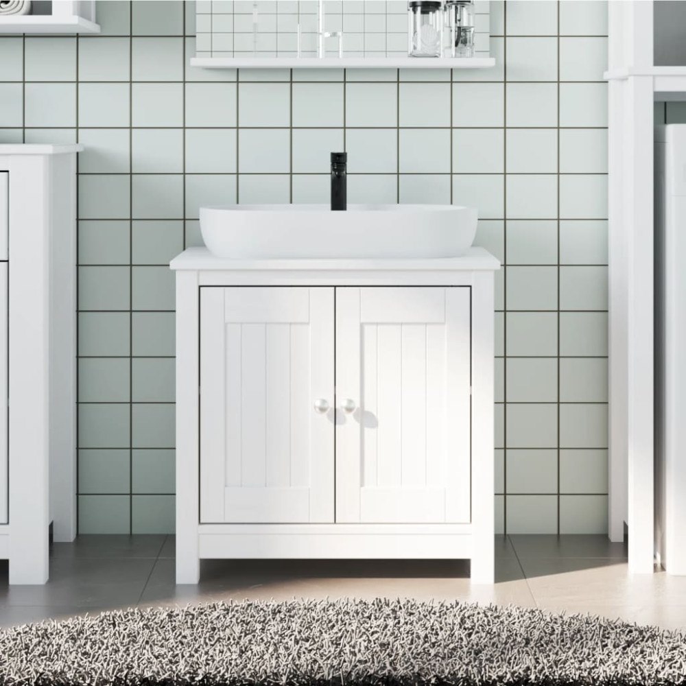 vidaXL Tvättställsskåp BERG vit 60x34x59 cm massiv furu