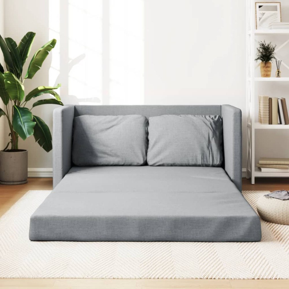 vidaXL Golvbäddsoffa 2-i-1 ljusgrå 112x174x55 cm tyg