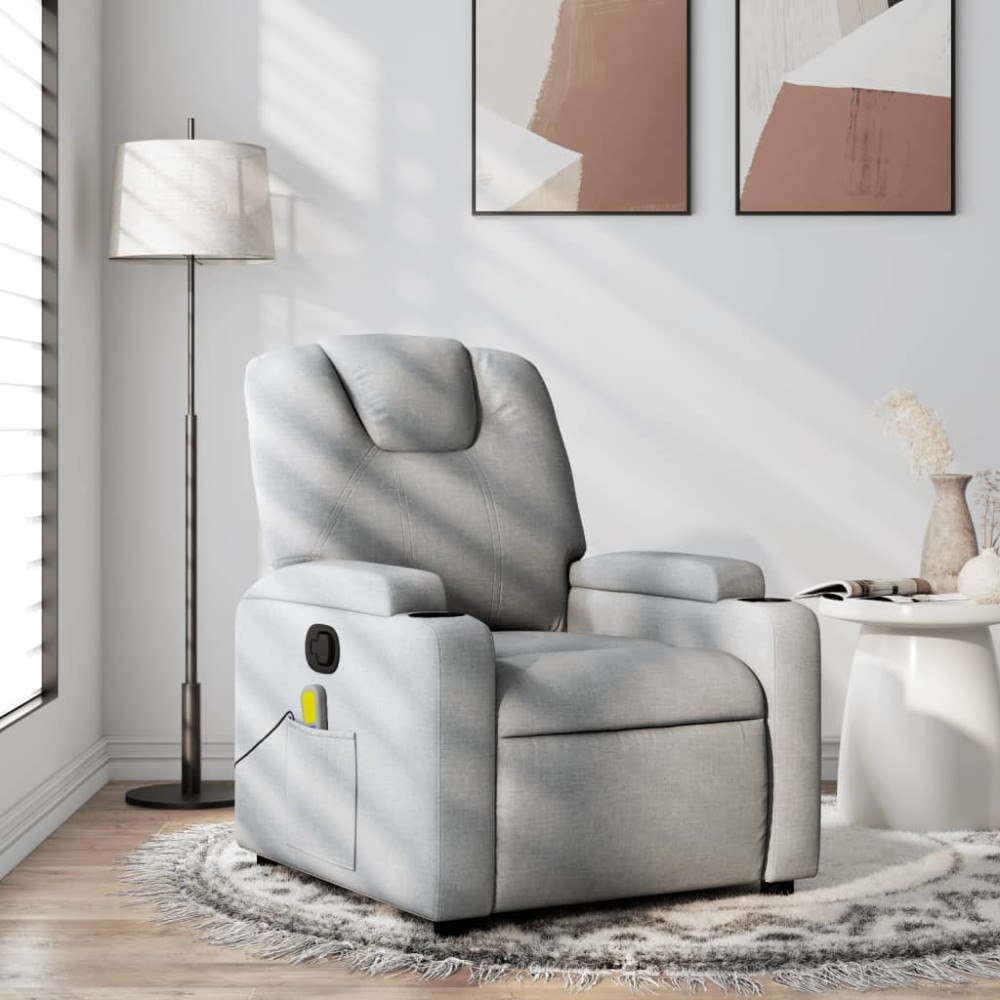 vidaXL Massagefåtölj ljusgrå tyg