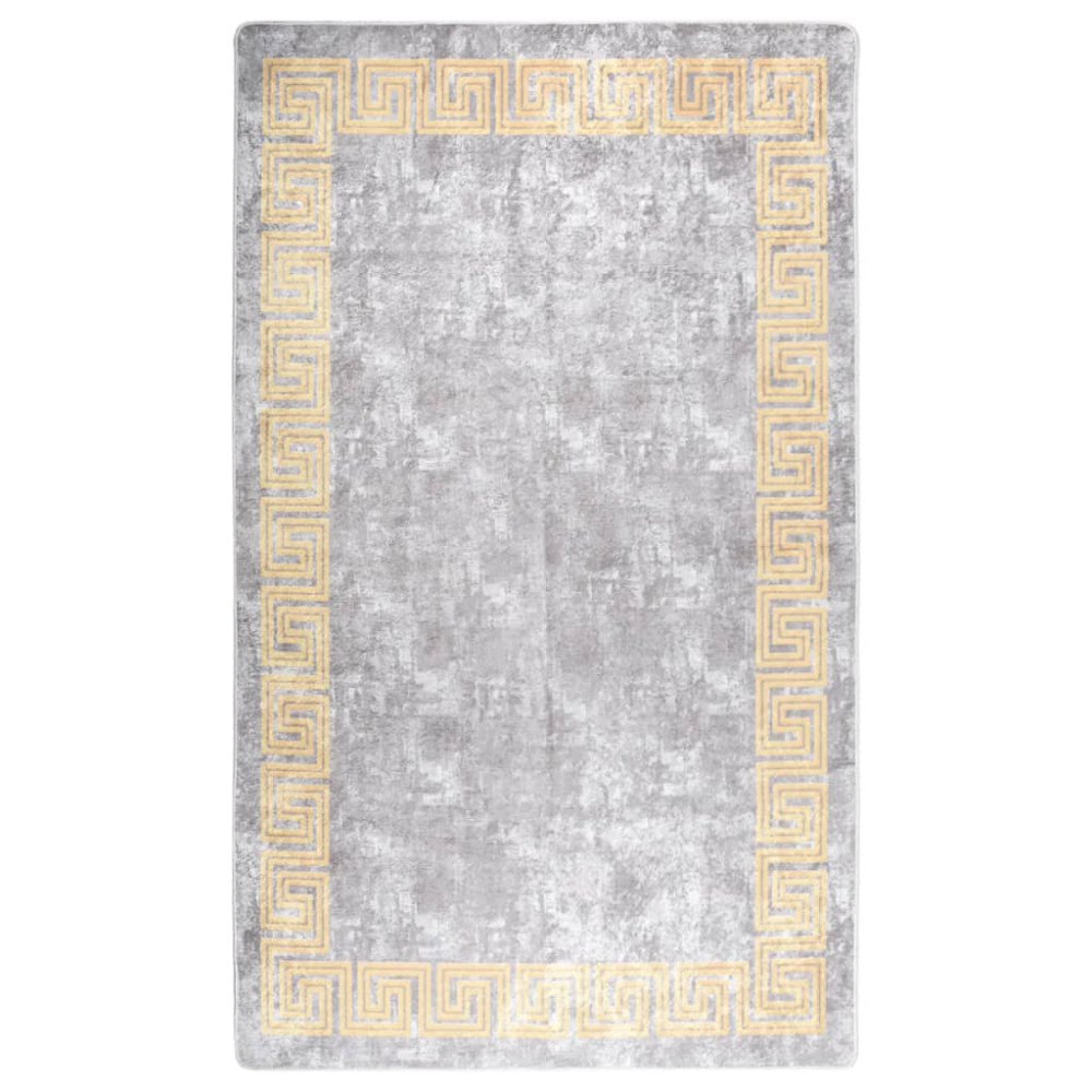 vidaXL Matta tvättbar grå och guld 150x230 cm halkfri