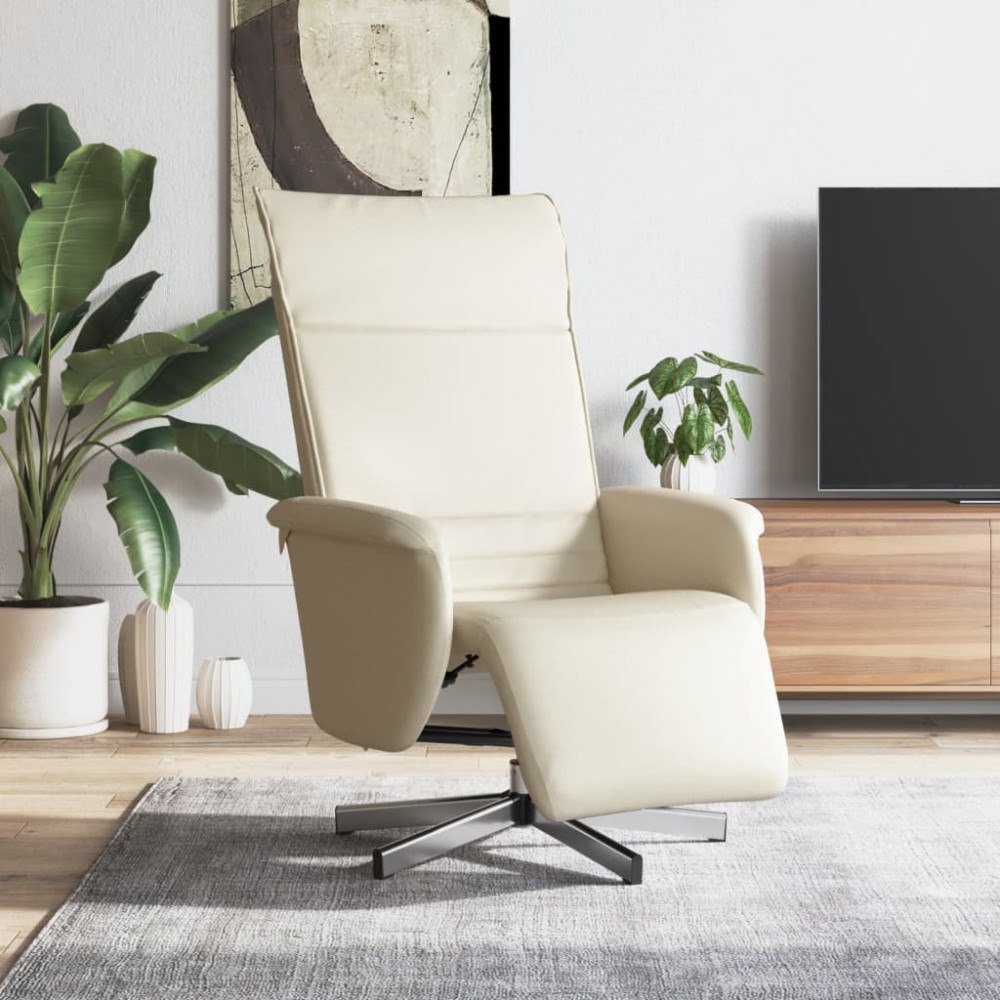 vidaXL Reclinerfåtölj med fotstöd gräddvit konstläder