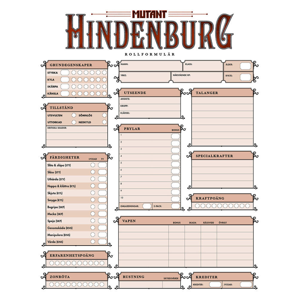 Fria Ligan Mutant: Hindenburg. Rollformulärsblock (bok)