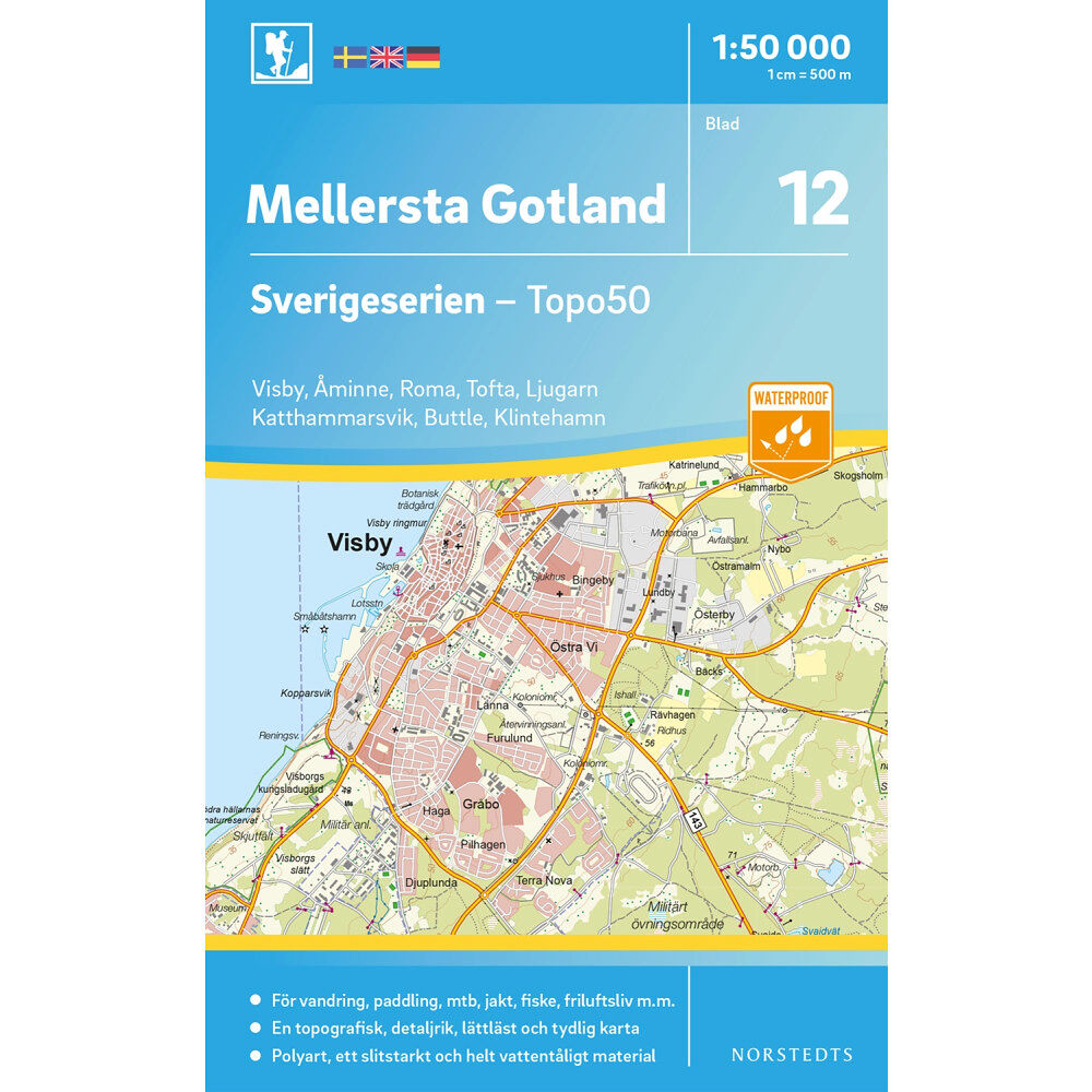 NORSTEDTS 12 Mellersta Gotland Sverigeserien Topo50 : Skala 1:50 000