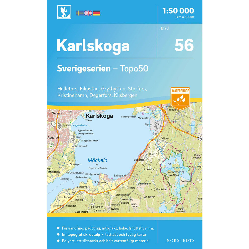 NORSTEDTS 56 Karlskoga Sverigeserien Topo50 : Skala 1:50 000