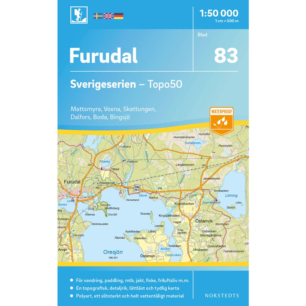 NORSTEDTS 83 Furudal Sverigeserien Topo50 : Skala 1:50 000