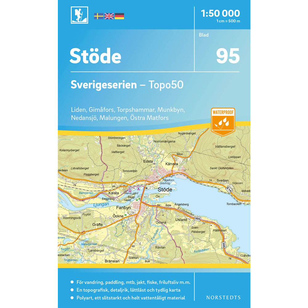 NORSTEDTS 95 Stöde Sverigeserien Topo50 : Skala 1:50 000