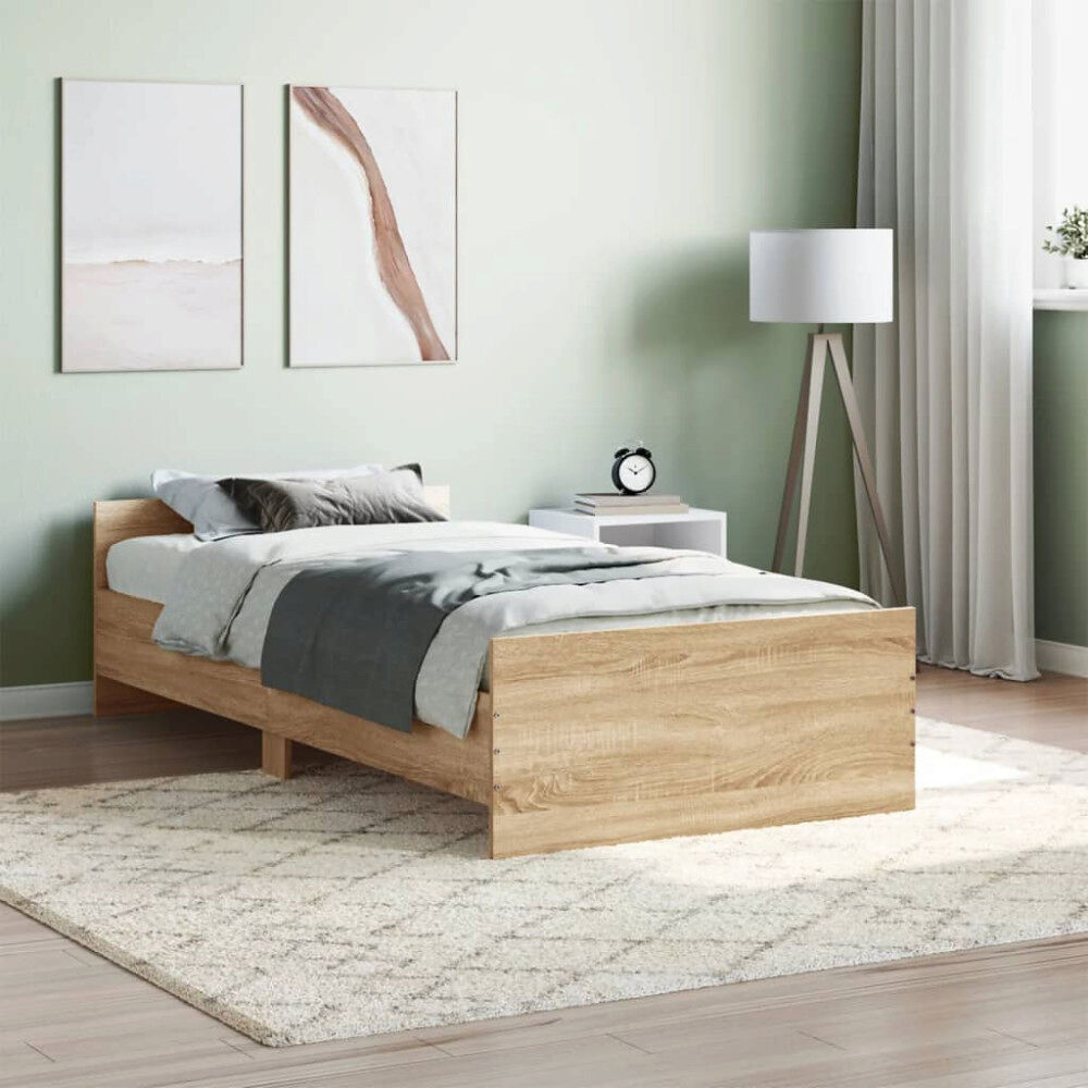vidaXL Sängram utan madrass sonoma-ek 90x190 cm konstruerad trä