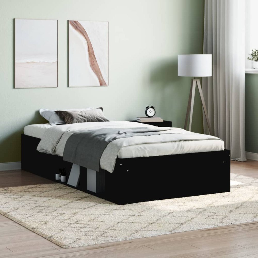 vidaXL Sängram svart 90x200 cm