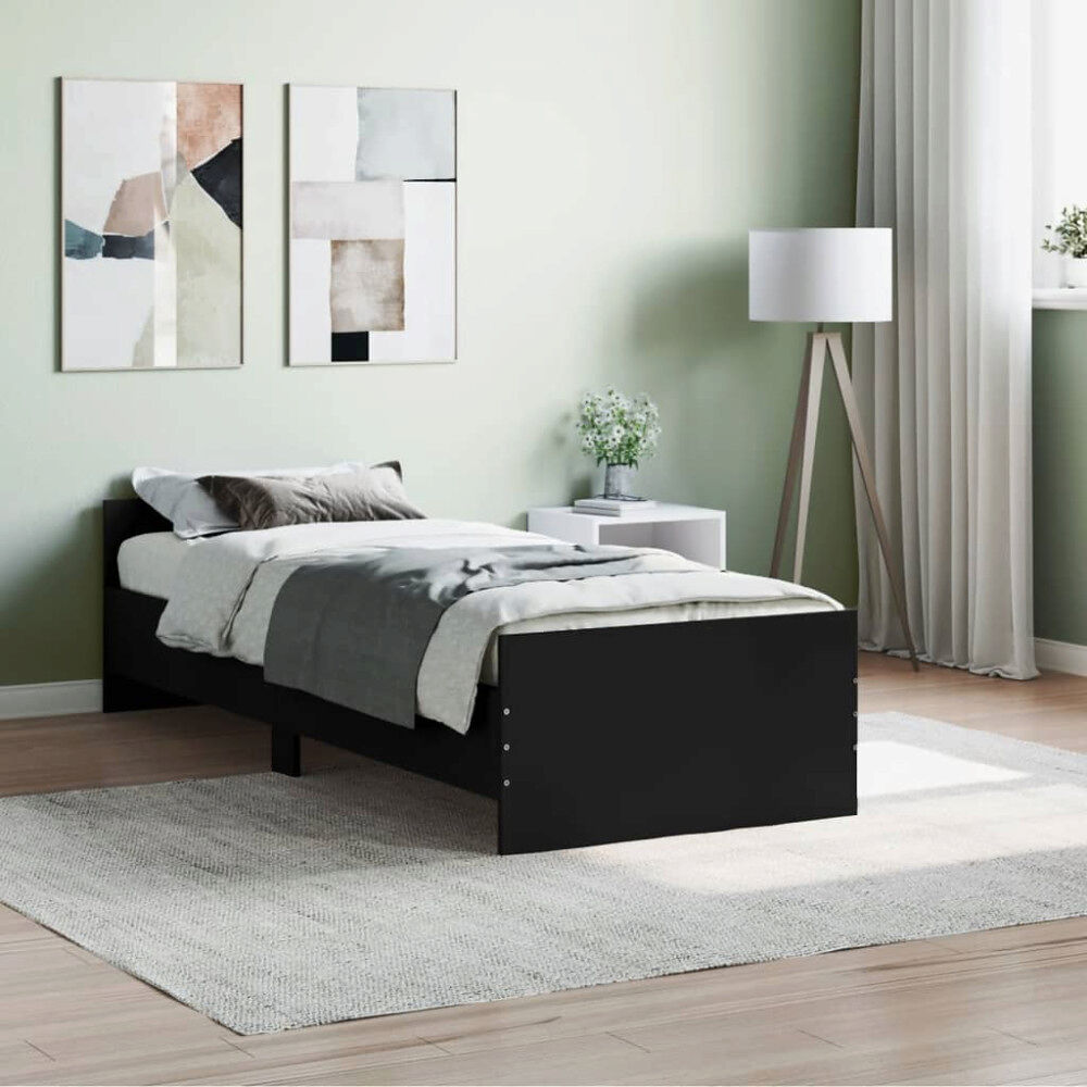 vidaXL Sängram svart 75x190 cm konstruerat trä