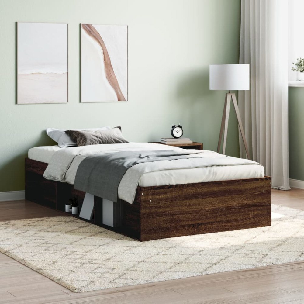 vidaXL Sängram brun ek 100x200 cm