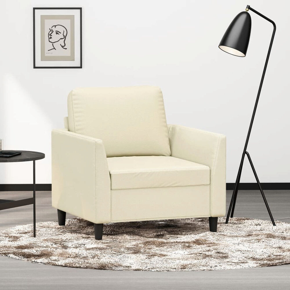 vidaXL Fåtölj Gräddvit 60 cm konstläder