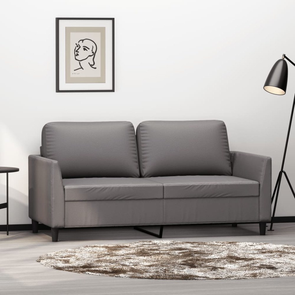 vidaXL 2-sitssoffa grå 140 cm konstläder