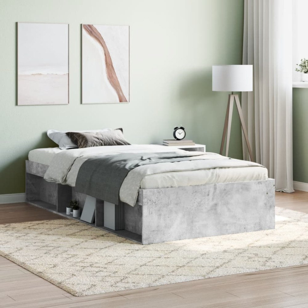 vidaXL Sängram betonggrå 100x200 cm