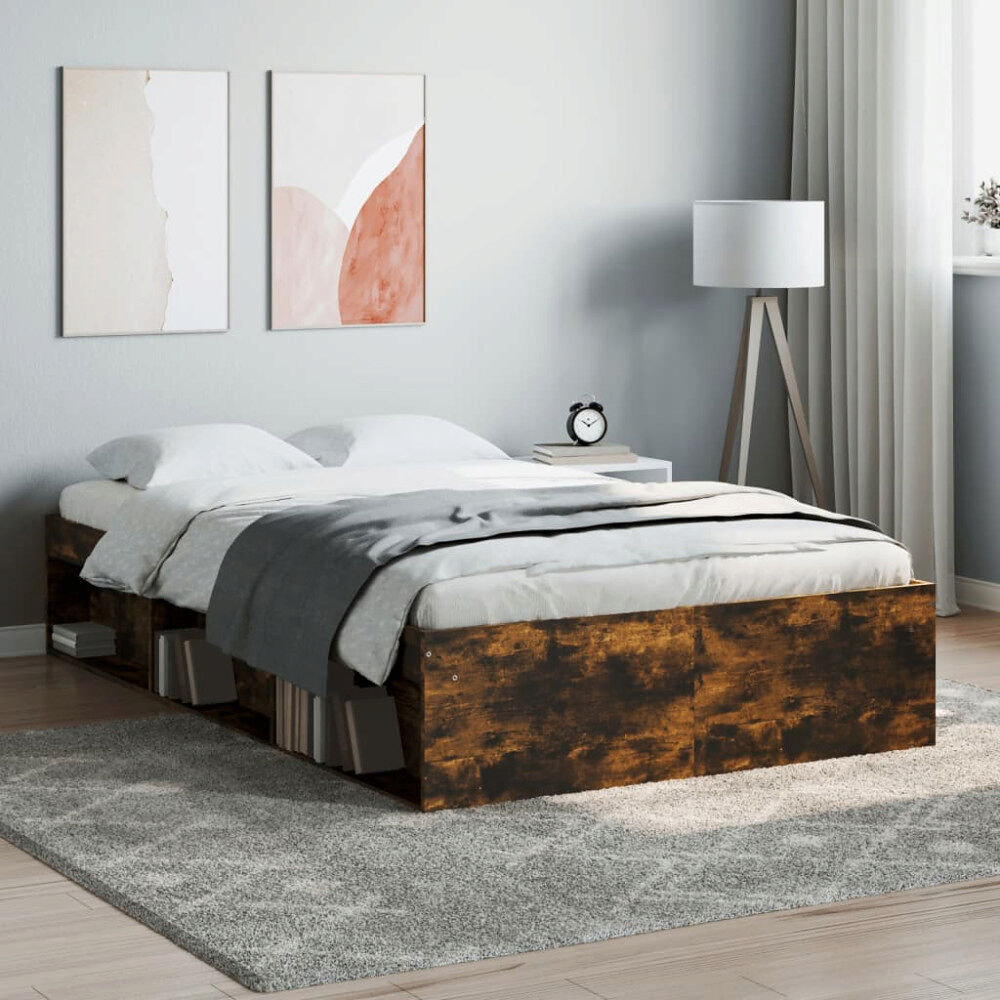 vidaXL Sängram rökfärgad ek 120x190 cm