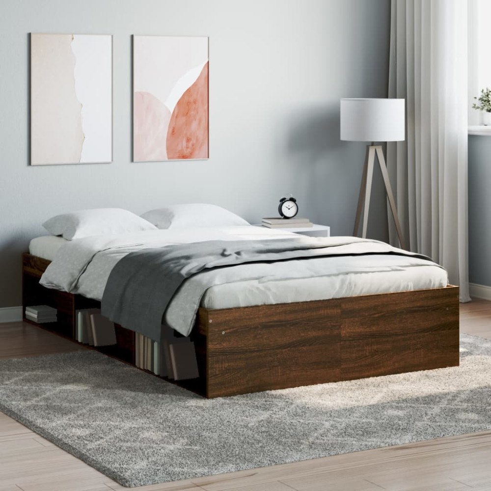 vidaXL Sängram brun ek 120x190 cm