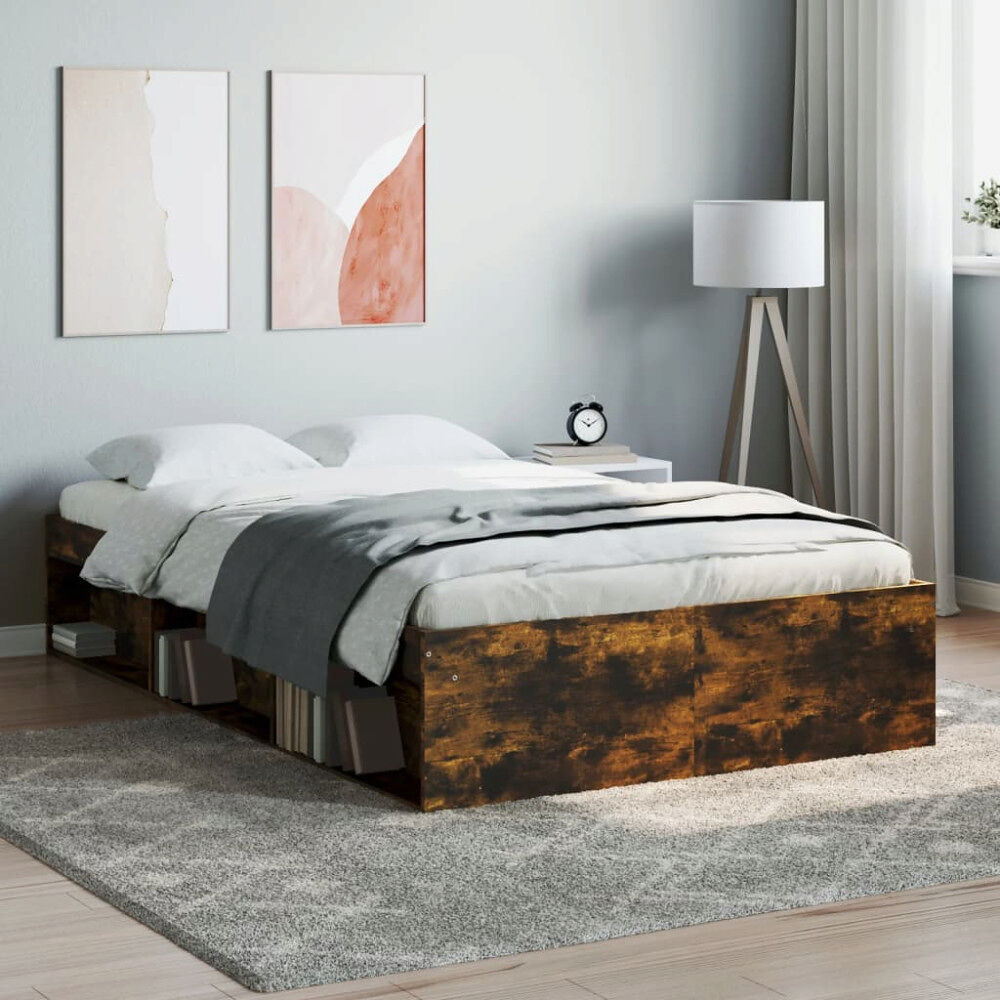vidaXL Sängram rökfärgad ek 120x200 cm