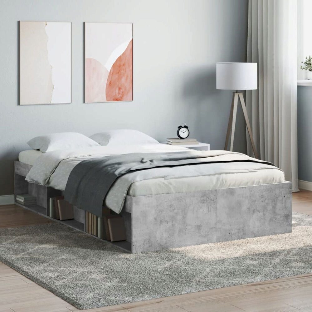 vidaXL Sängram betonggrå 120x190 cm