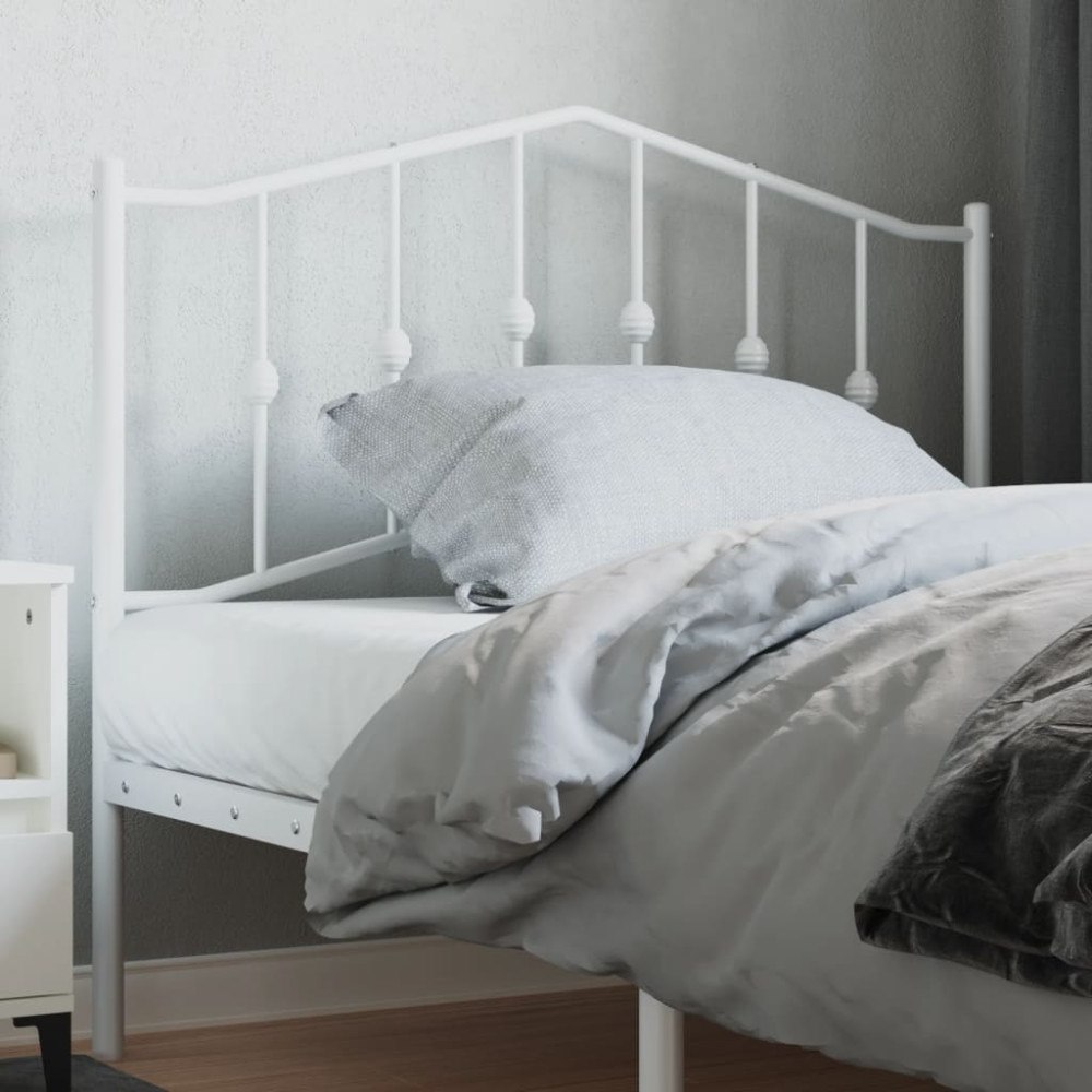 vidaXL Huvudgavel metall vit 107 cm