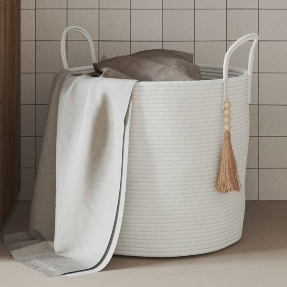 vidaXL Förvaringskorg vit Ø40x35 cm bomull