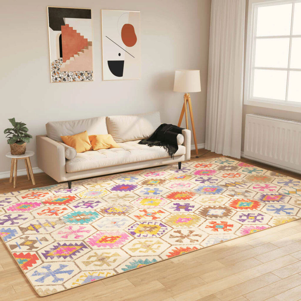 vidaXL Matta tvättbar flerfärgad 190x300 cm halkfri