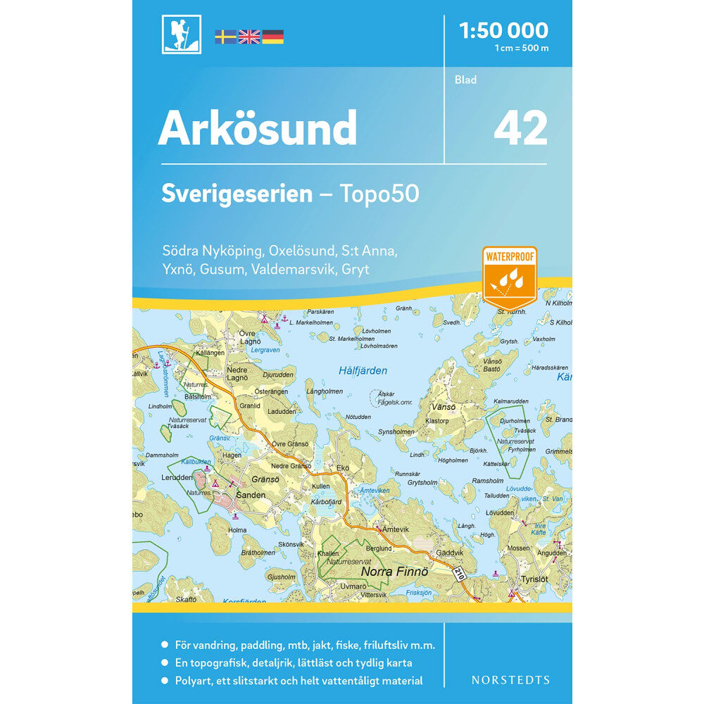 NORSTEDTS 42 Arkösund Sverigeserien Topo50 : Skala 1:50 000