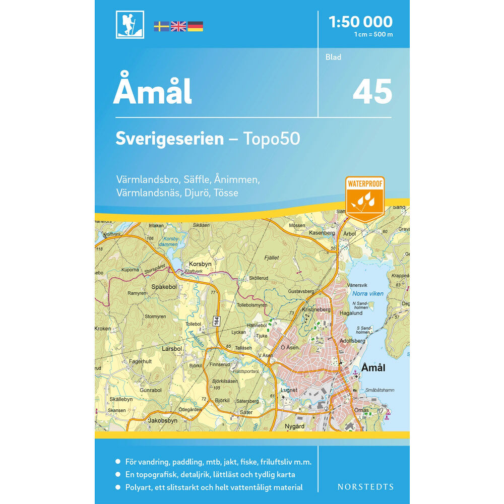 Kartförlaget 45 Åmål Sverigeserien Topo50 : Skala 1:50 000
