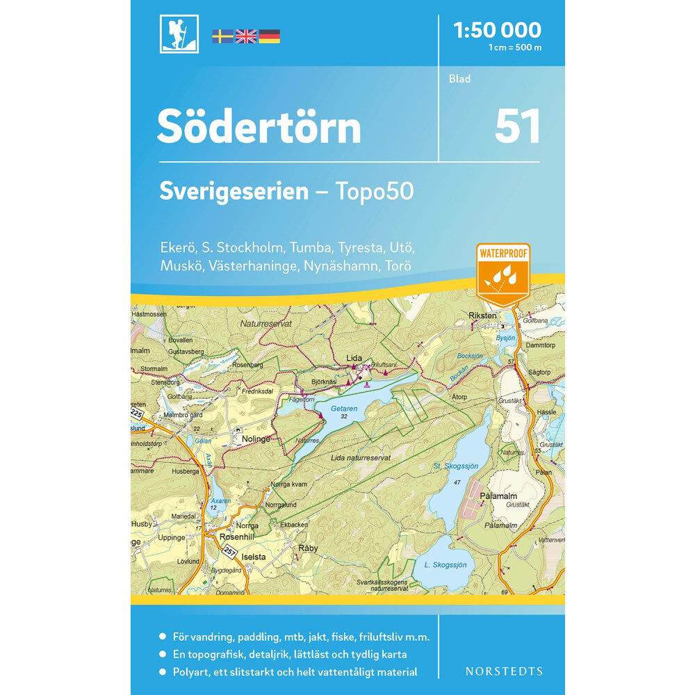 NORSTEDTS 51 Södertörn Sverigeserien Topo50 : Skala 1:50 000