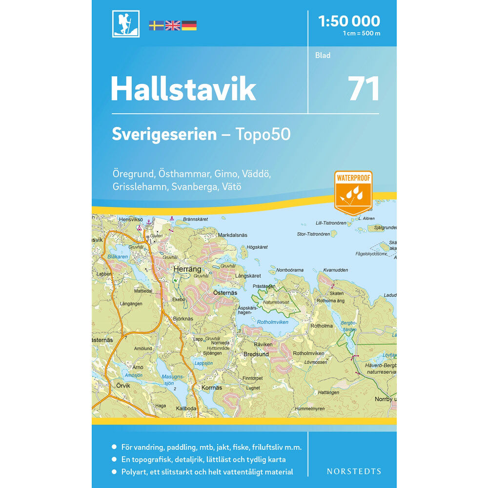 NORSTEDTS 71 Hallstavik Sverigeserien Topo50 : Skala 1:50 000