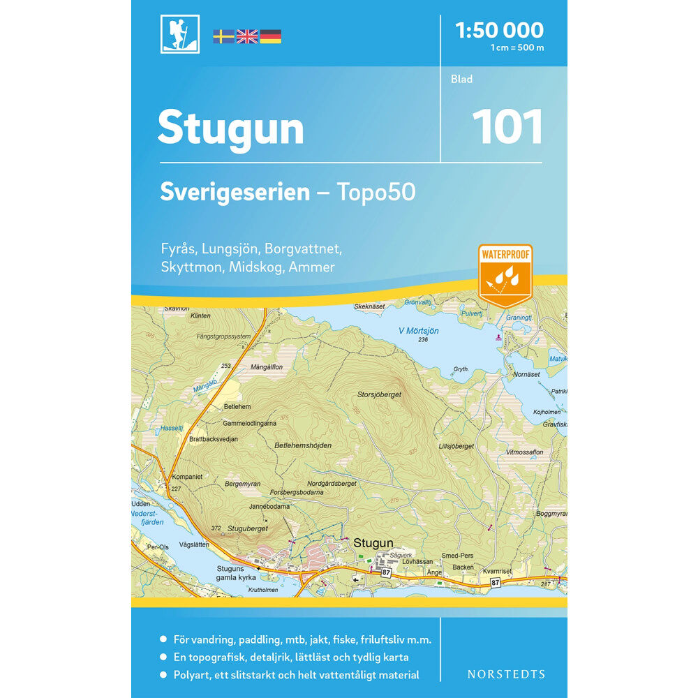 NORSTEDTS 101 Stugun Sverigeserien Topo50 : Skala 1:50 000