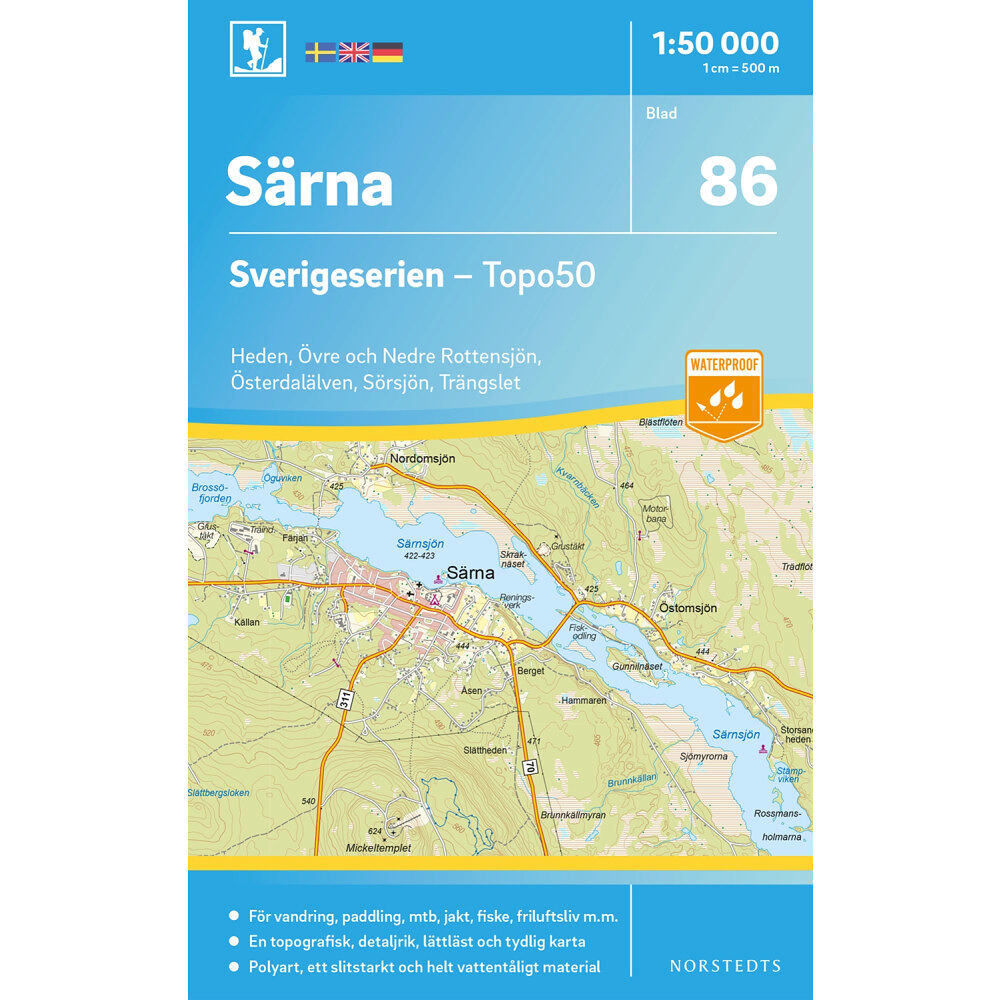 NORSTEDTS 86 Särna Sverigeserien Topo50 : Skala 1:50 000