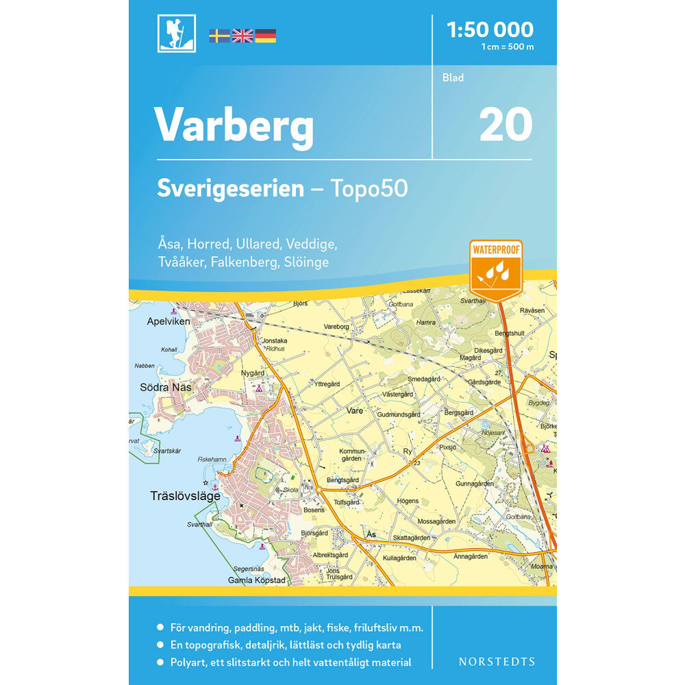 NORSTEDTS 20 Varberg Sverigeserien Topo50 : Skala 1:50 000