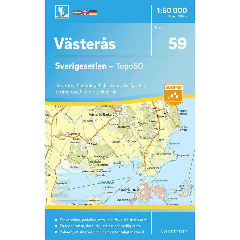 NORSTEDTS 59 Västerås Sverigeserien Topo50 : Skala 1:50 000