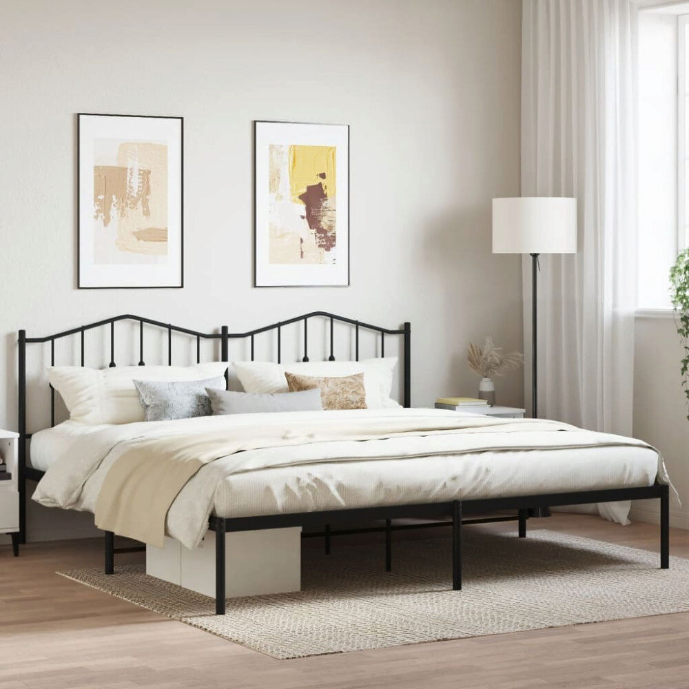 vidaXL Sängram med huvudgavel metall svart 193x203 cm