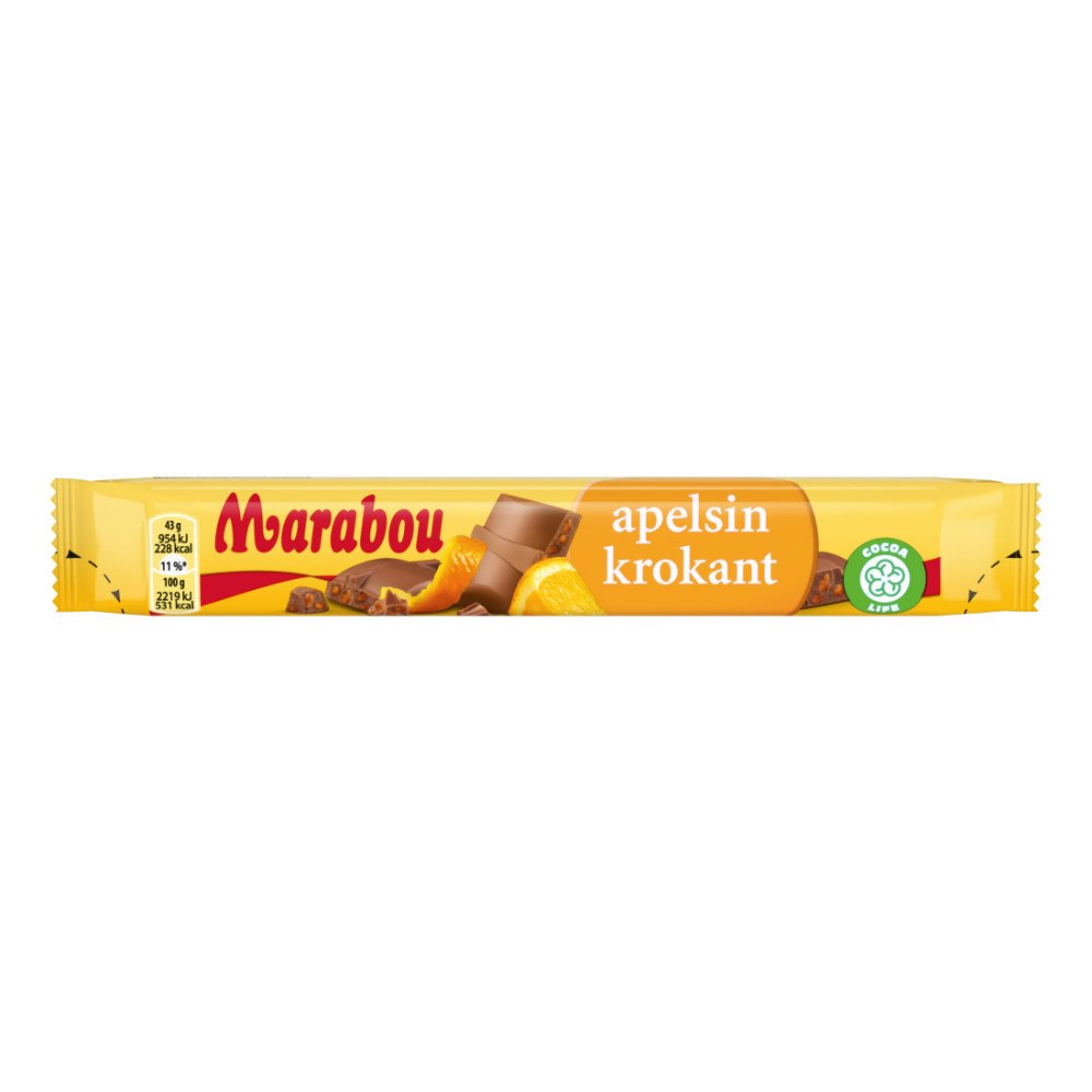 Marabou Mjölkchoklad Bar Apelsinkrokant 43g
