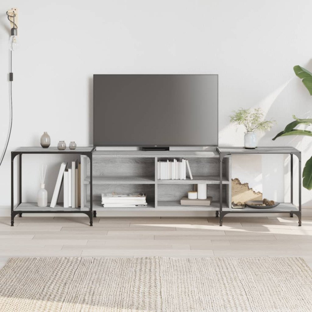 vidaXL Tv-bänk grå sonoma 203x37x50 cm konstruerat trä