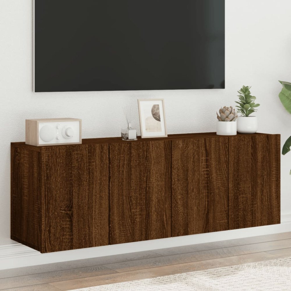 vidaXL Väggmonterad tv-bänk 2 st brun ek 60x30x41 cm