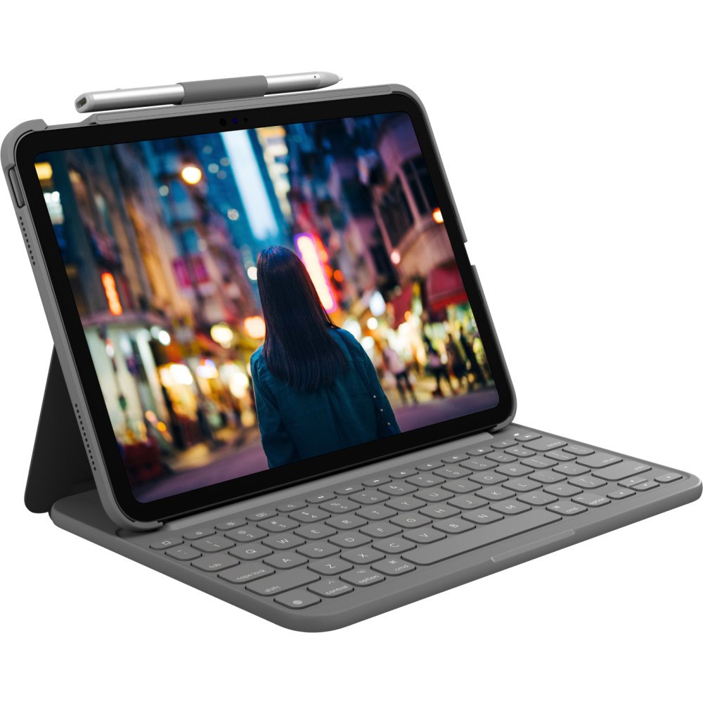 Logitech Logitech Slim Folio Grå Bluetooth QWERTY Dansk, Finsk, Norsk, Svensk