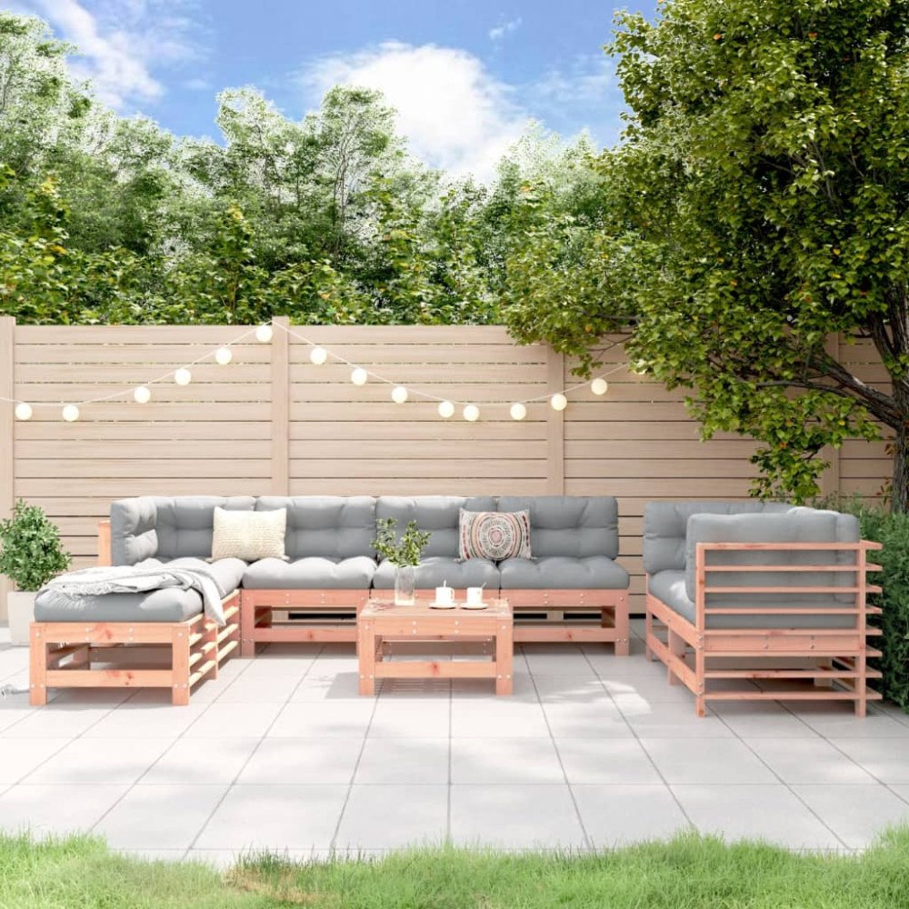 vidaXL Loungegrupp för trädgården 9 delar massiv douglasgran