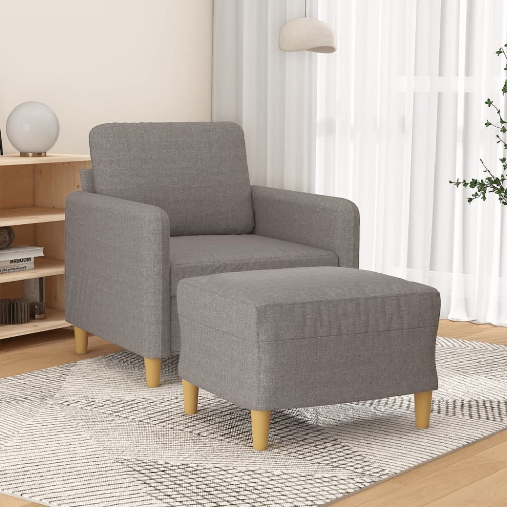 vidaXL Fåtölj med fotpall Taupe 60 cm tyg