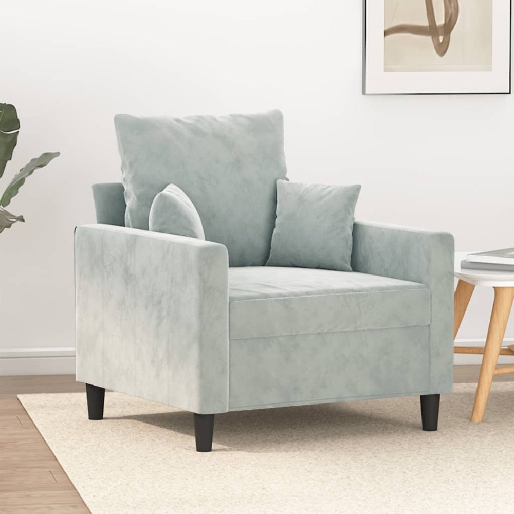 vidaXL Fåtölj Ljusgrå 60 cm sammet