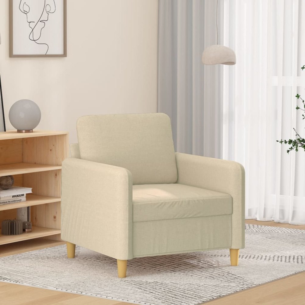 vidaXL Fåtölj gräddvit 60 cm tyg