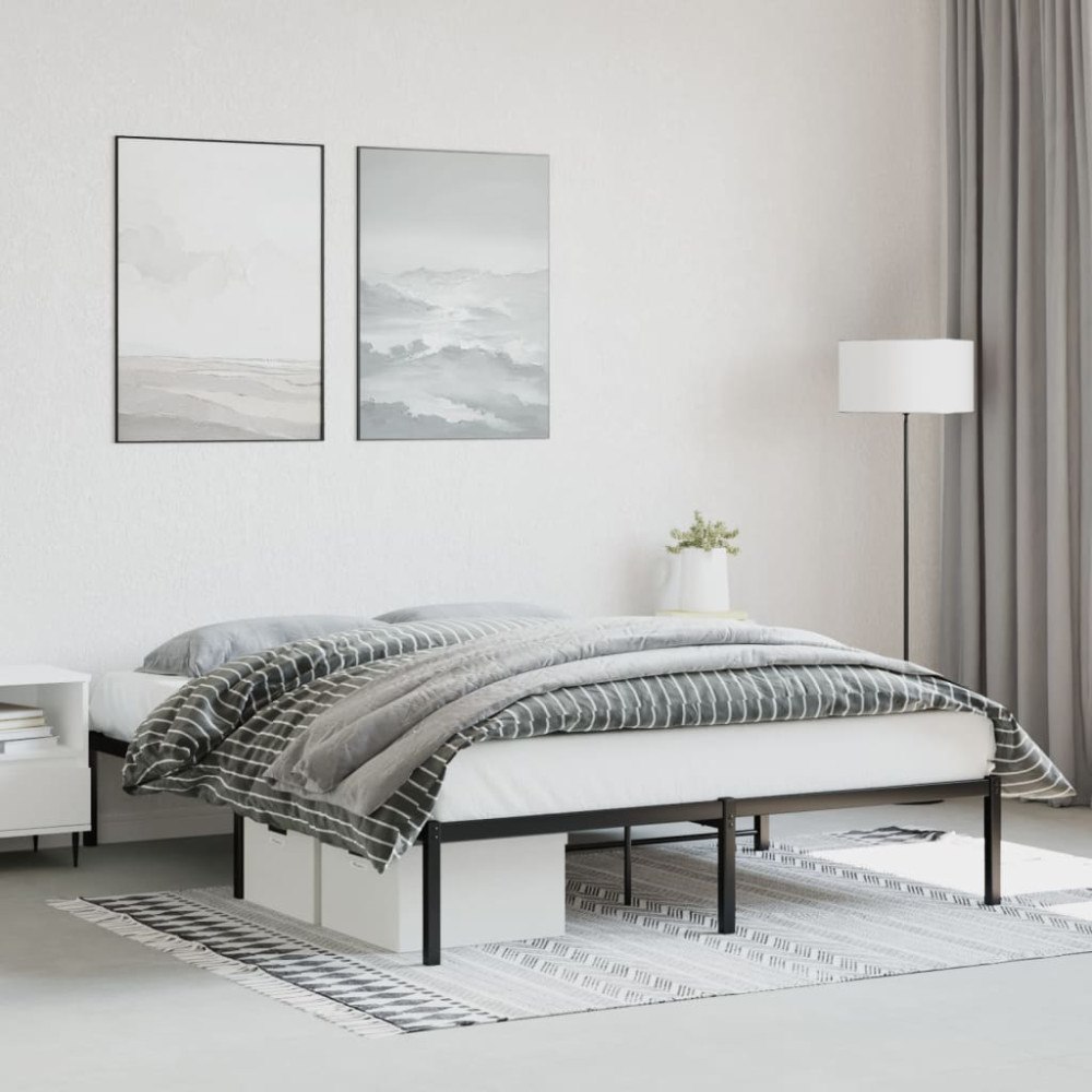 vidaXL Sängram metall svart 160x200 cm