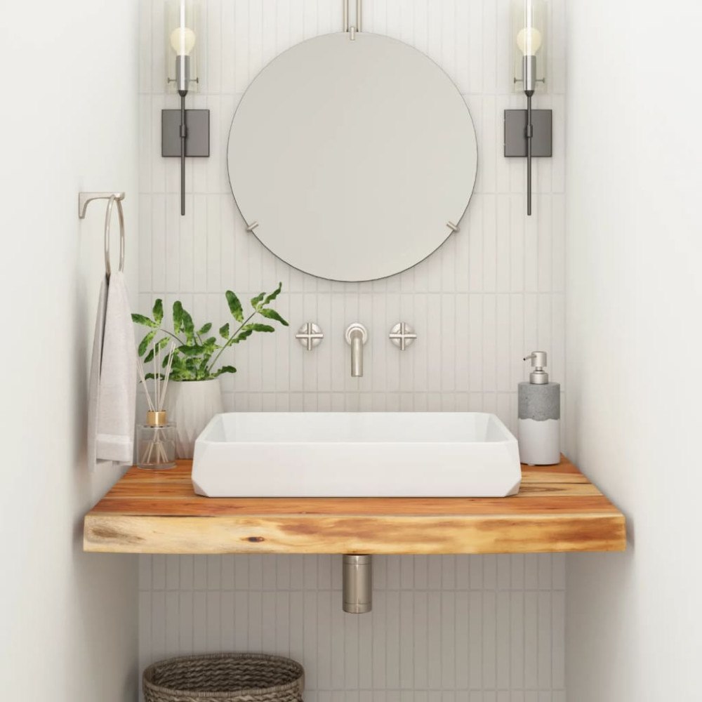 vidaXL Bänkskiva för badrum 80x60x3,8 cm rektangulär massiv akacia