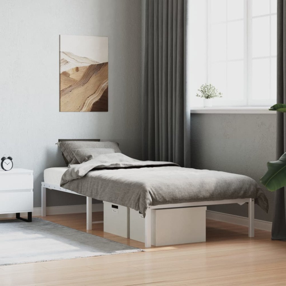 vidaXL Sängram metall vit 90x200 cm