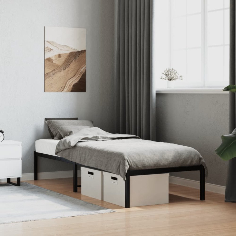 vidaXL Sängram metall svart 75x190 cm